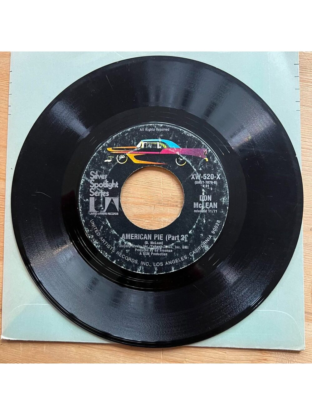 Don McLean - American Pie(Part 1 & Part 2) 45rpm VG+ R13